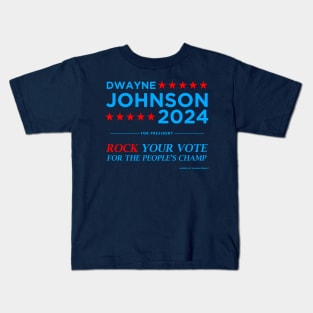 Vote The Rock 2024 President Dwayne Johnson Election (blue) Kids T-Shirt